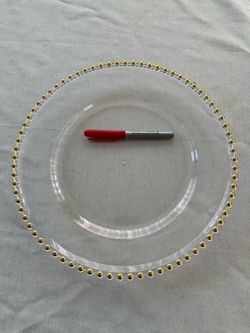 100 Clear Charger Plate with Gold Beaded Rim