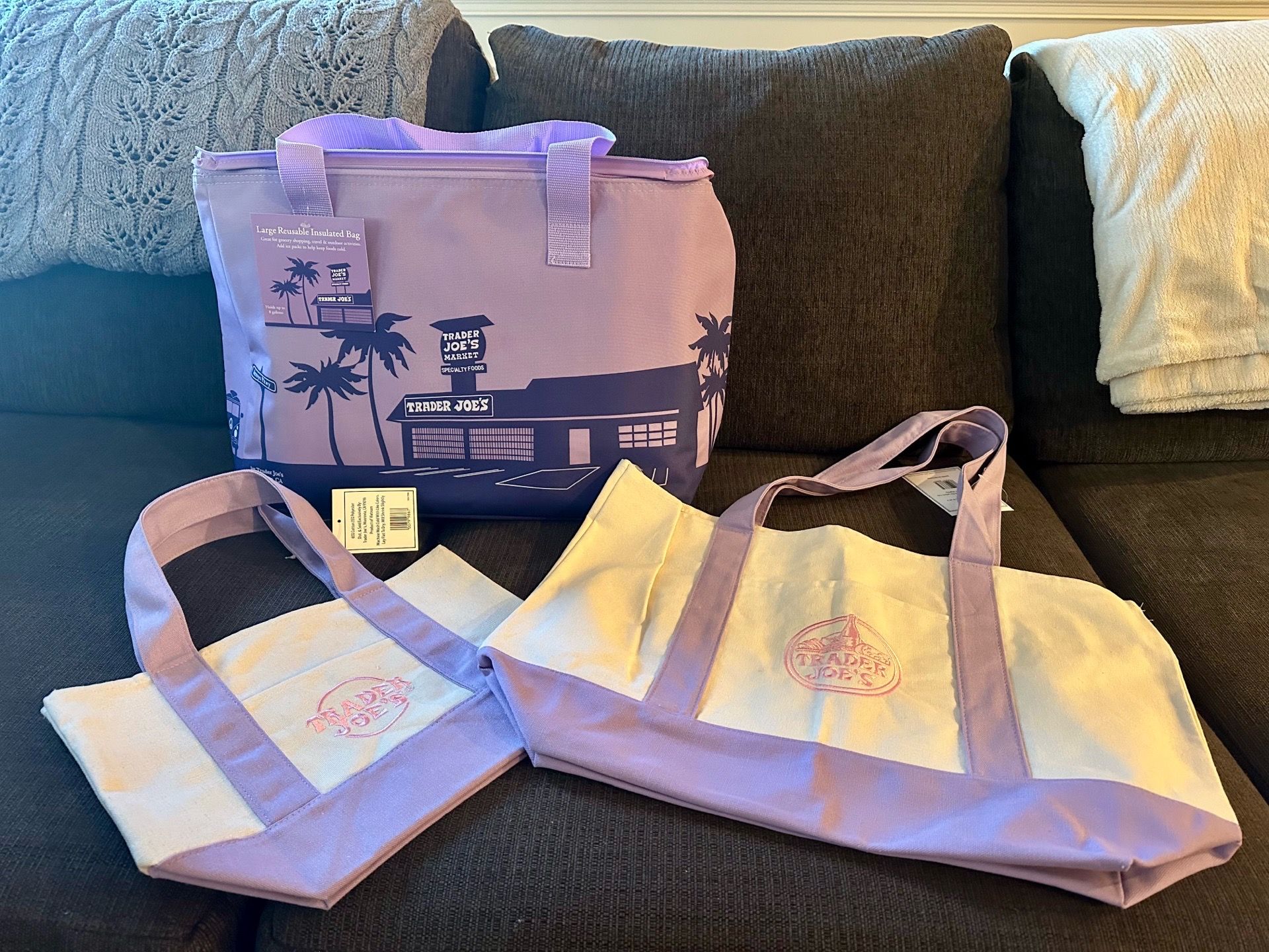Trader Joe’s Purple bag set of 3, new with tags!