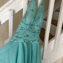 Teal blueish blondie nites dress with sequence