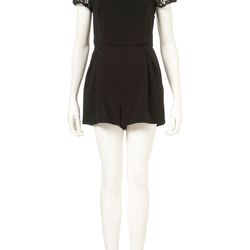 Womens Black Topshop Playsuit With Lace Detailing And Open Back 