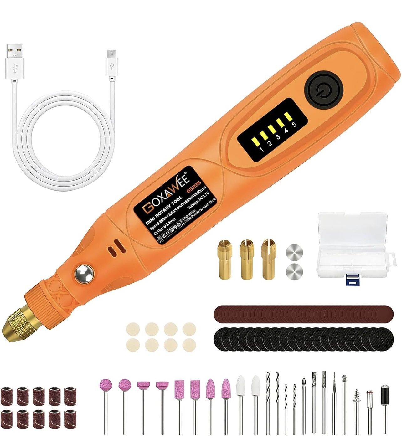 Mini Cordless Rotary Tool Kit with 105pcs Accessories, USB Charging 5-Speed 18000rpm Multi-Purpose Art Craft Tool with 3.7V Li-ion Battery for Handmad