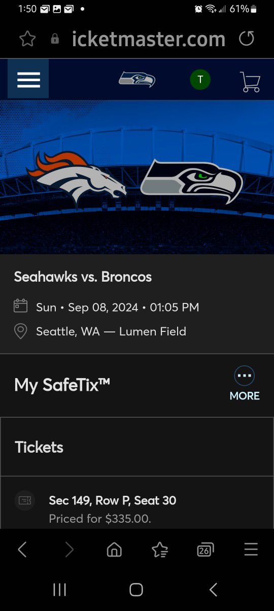 Seattle Seahawks Vs Denver Broncos 100 Level 1 Or 3 Tickets September 8