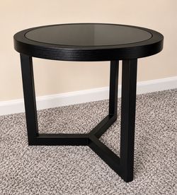 Modern Black Round Glass-Top Accent Coffee Table