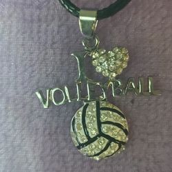 Beautiful I love volleyball necklace