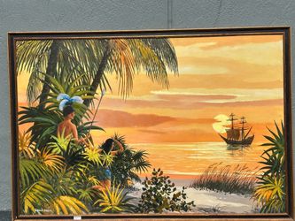 Large William Harold Hancockoriginal oil painting FloridaIndians landscape