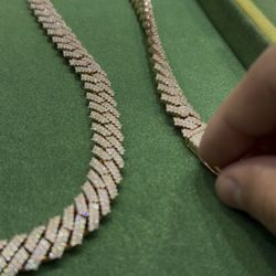 Cuban Chain Set VVS1 Rose gold