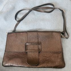 Vintage Made in Italy Black Genuine Leather Crossbody Buckle Bag Purse