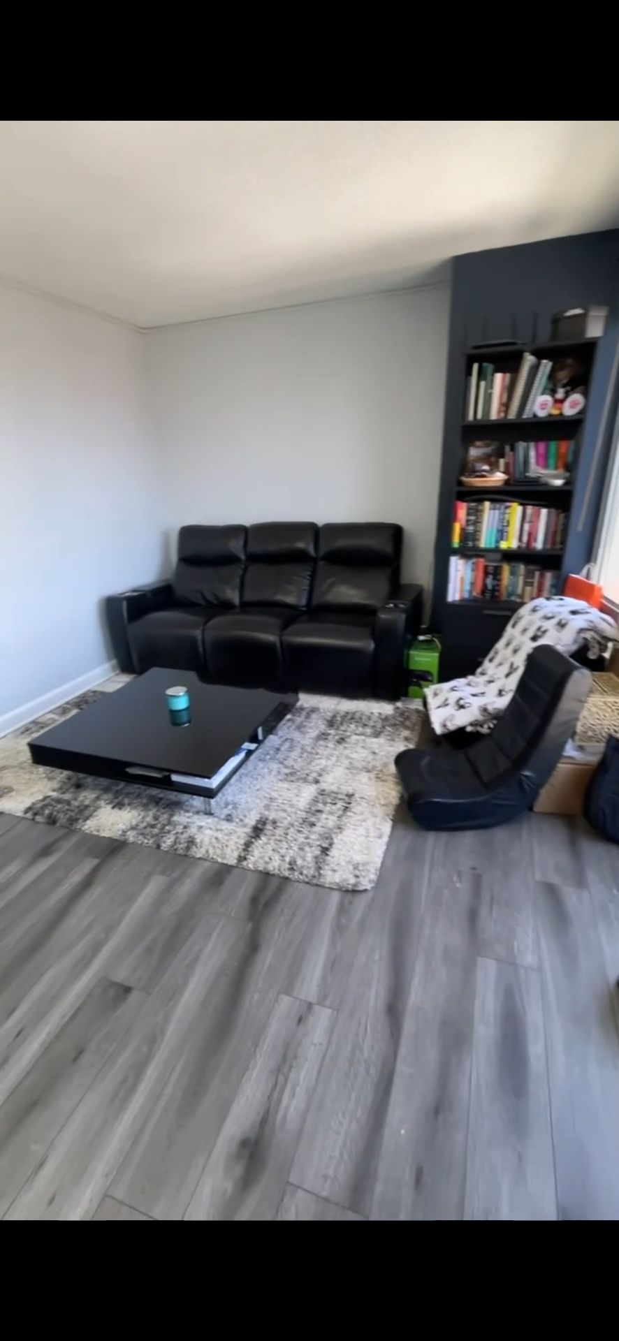 Pure Leather Recliner Sofa + Contemporary TV Stand – Like New!