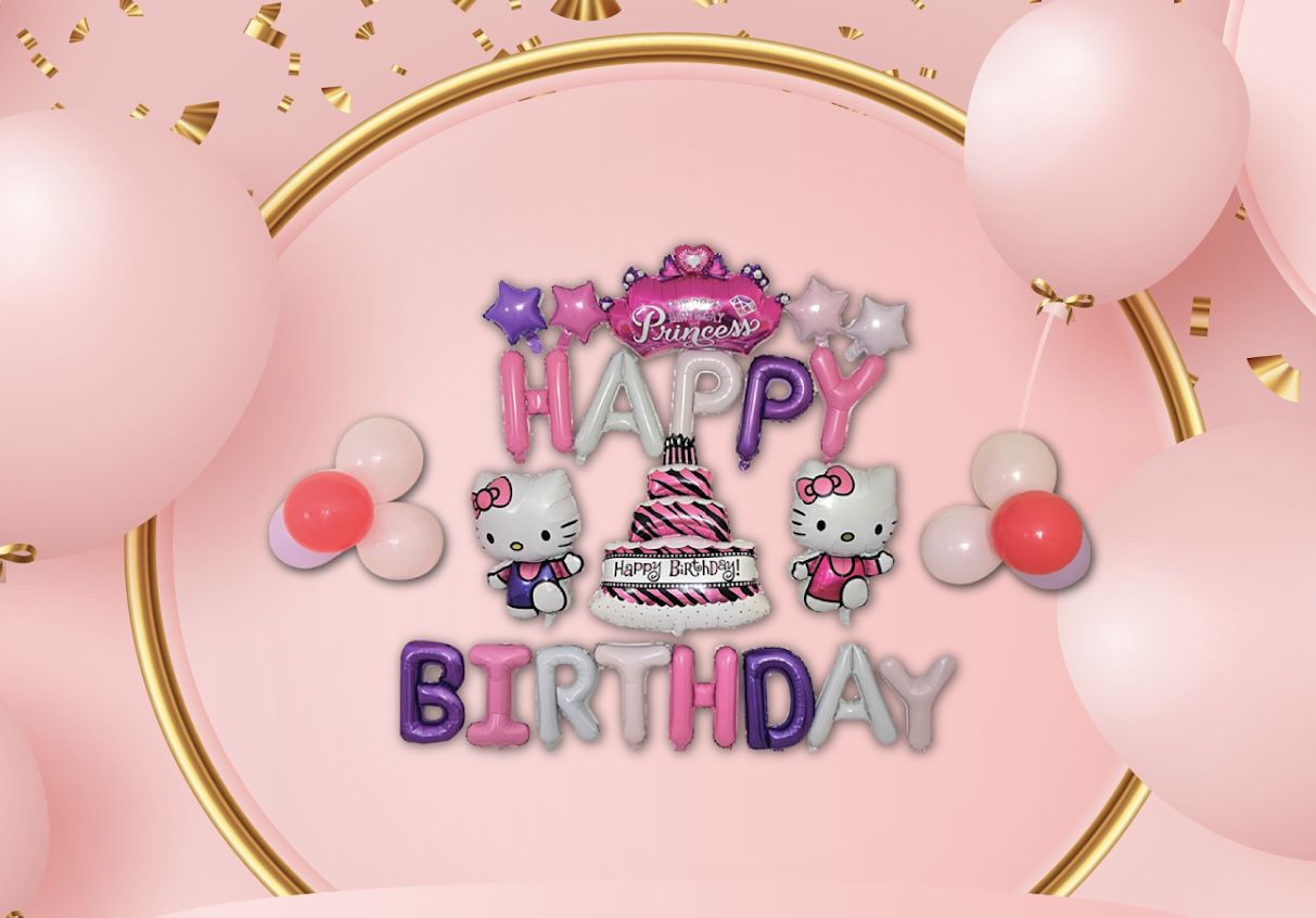 Hello Kitty Birthday Party Decorations Set- 12 Units Balloon Look At The 📸New