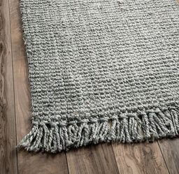 New 6x9 Grey Jute Area Rug With Tassels 
