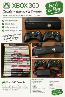 🎮 Xbox 360 Console + 2 Controllers + 19 Games — $150 OBO