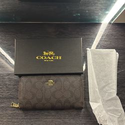 Brown And Gold Coach Wallet