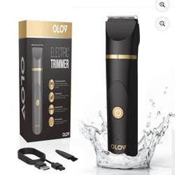 OLOV Electric Body Hair Trimmer Kit - Groin, Bikini & Underarm Grooming, Wet/Dry Shaver, USB Rechargeable, Waterproof Razor for Men & Women, Black