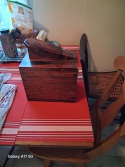 Rustic Wooden Box with Hinged Lid