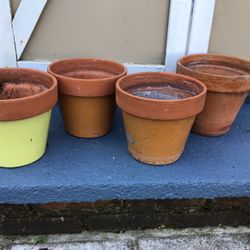 Set Of 4 Med. Size Terracotta Flower Pots