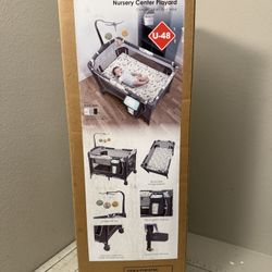 Baby Trend Nursery Center Playard with Animal Toys, Grey