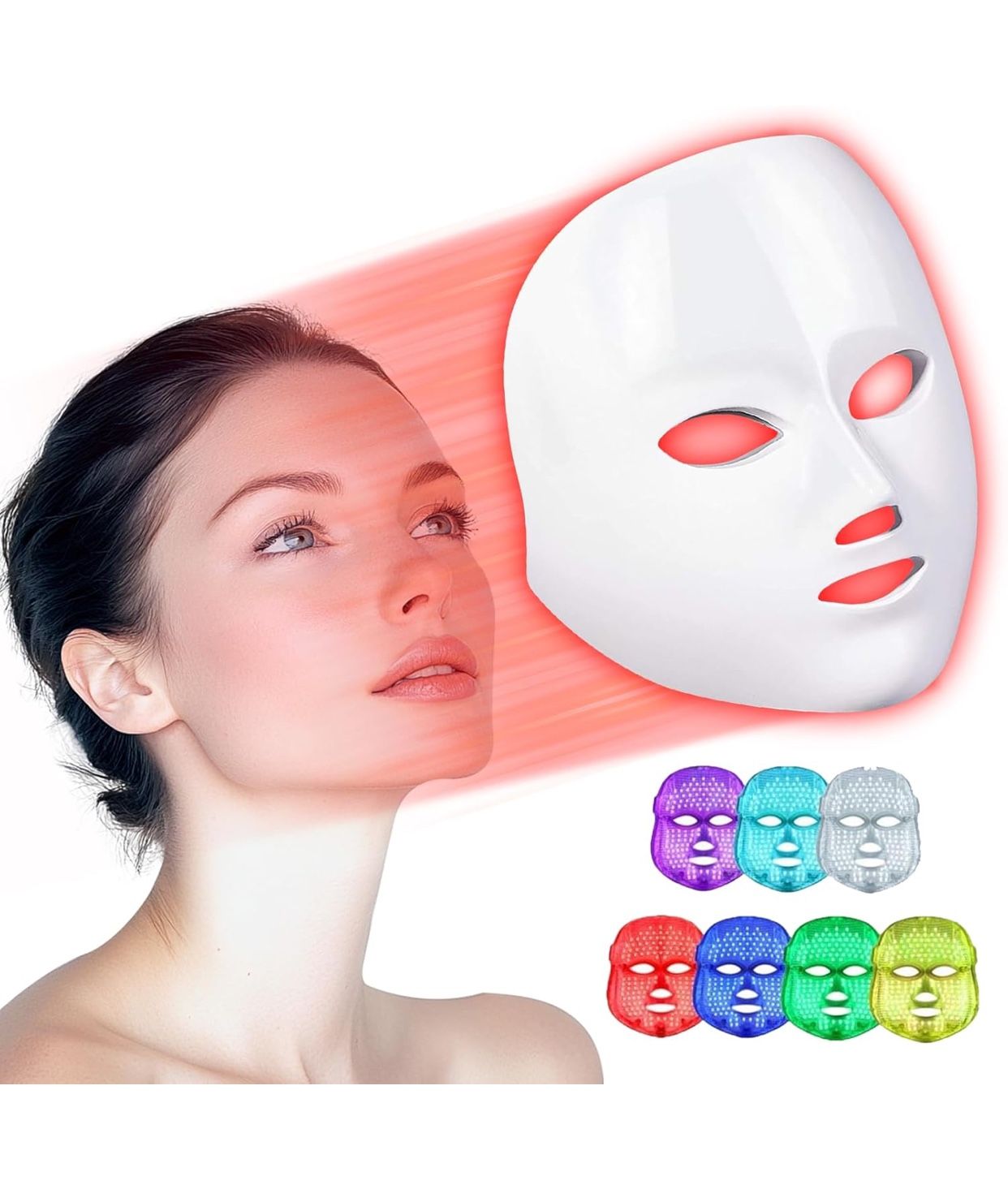 Red Light Therapy Mask for Face, 7-1 Colors LED Facial Skin Care Mask, Led Face Mask Light Therapy