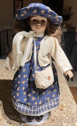Victorian Porcelain 17”doll With Stand 