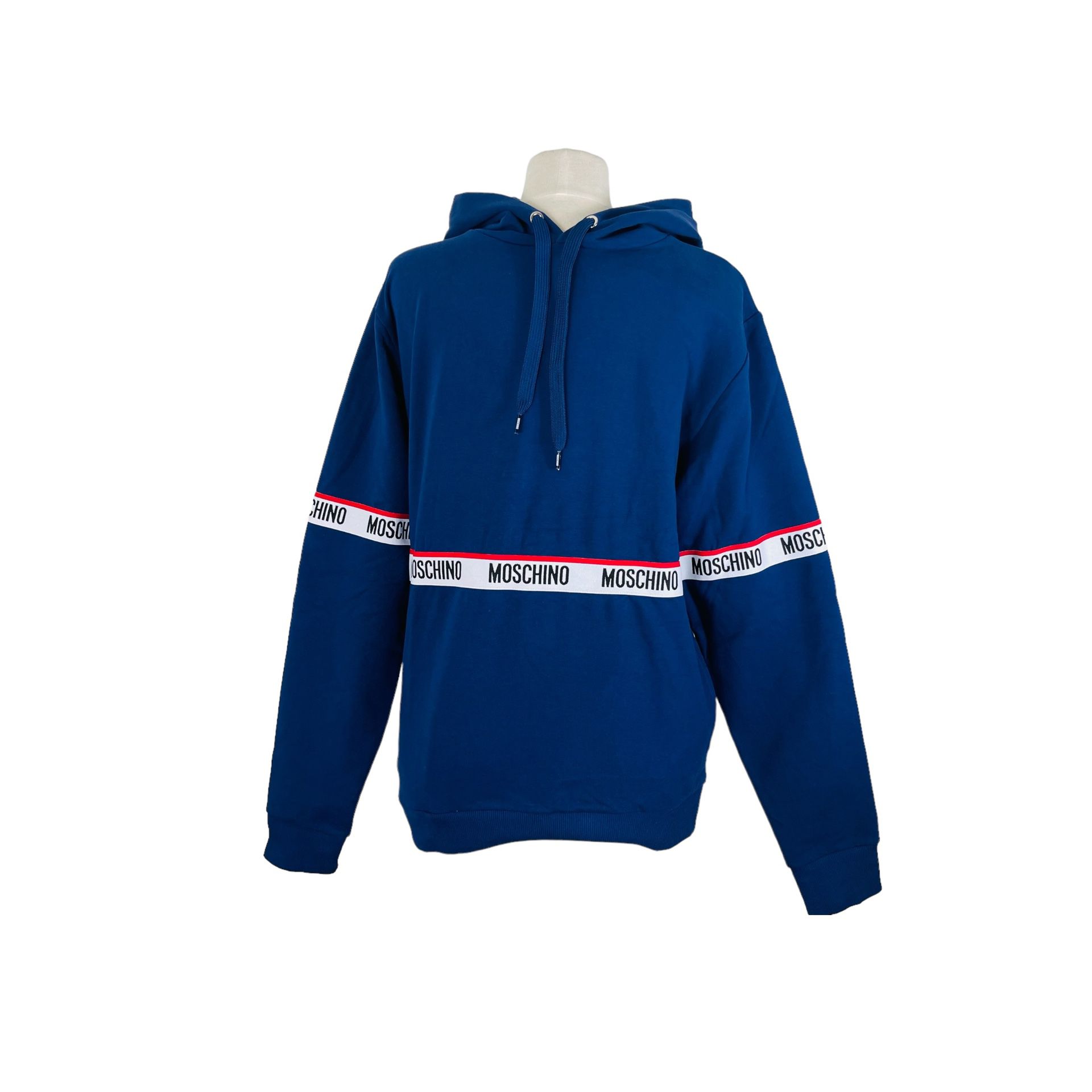 Moschino Stripes Logo Dark Blue Hoodie Jacket Medium