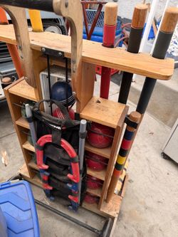 Vintage Sportscraft Croquet 6 Player Set with Horse Shoes and Rolling Cart Stand