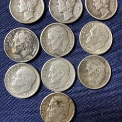 10 Pre-1964 Silver Dimes 