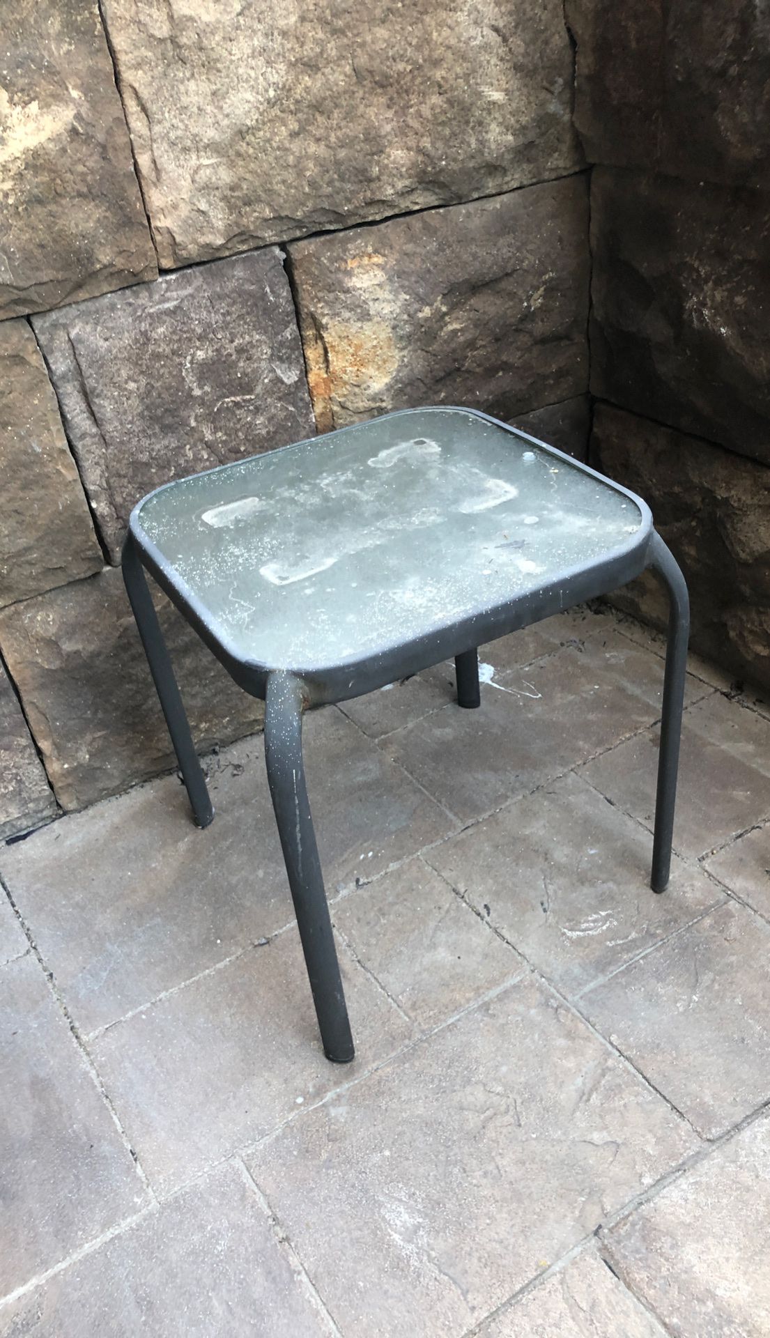 Outdoor small metal & glass drink table