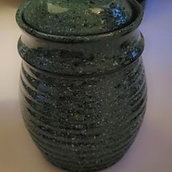 2 Ceramic Green Jars