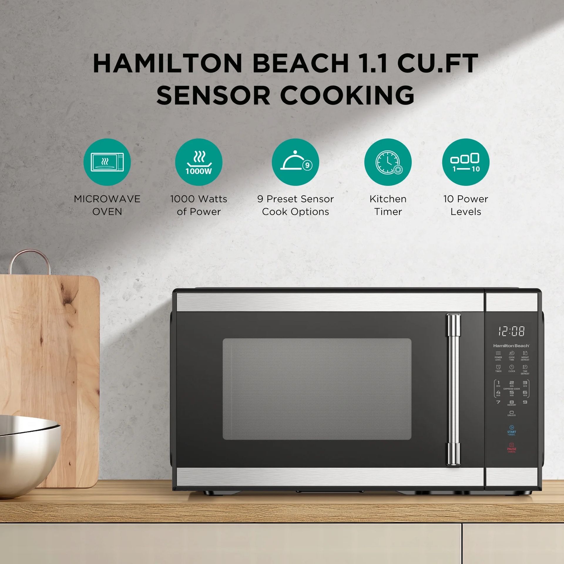 Hamilton Beach Black And Stainless Steel Microwave
