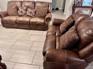 Brown Leather Sofa Set