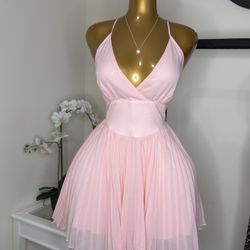 Vestido Rosa Plisado