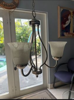 Contemporary Brushed Nickel Chandelier~3 Bulbs Included~working