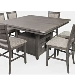 Jofran Furniture Altamonte - Brushed Grey Square Dining Table With Ext Leaf