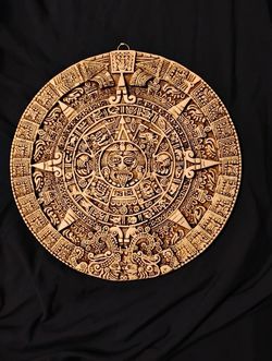 Aztec Solar Calendar Aztec Sun Stone Wall Art Hanging Plaque Office Mayan Decor