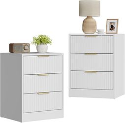 White Nightstand with 3 drawers