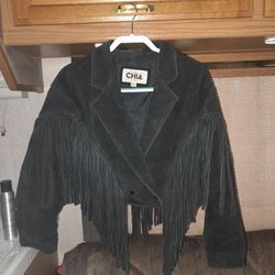 Chia Leather Fringe Jacket