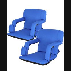 2PCS Portable Stadium Seat Chair for Bleacher W/ 5 Reclining Positions, Waterproof & Anti-Slip Base