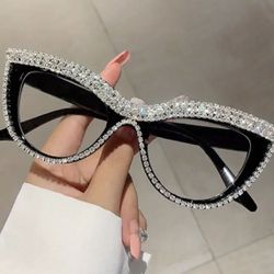 Luxury Rhinestone Clear Lens Glasses For Women And Men - Perfect For Parties And Special Occasions 
