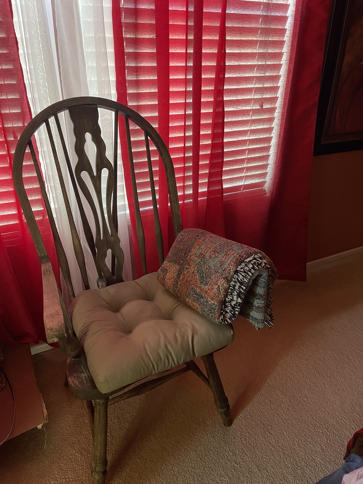 Antique Vintage Chair With Cushion Very Sturdy 