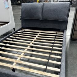 Charcoal Grey Fabric Platform Bed Frame : Queen Or King Size 