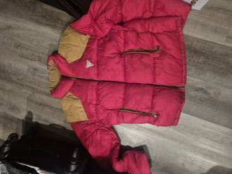 Men's GUESS Larry Fabric Block Puffer Jacket Red