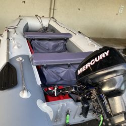 14 “ Foot Tender Zodiac In Excellent Condition, wIth Electric Star 💫, Mercury 15 Hp Four Stroke, Trailer And Accessories Included