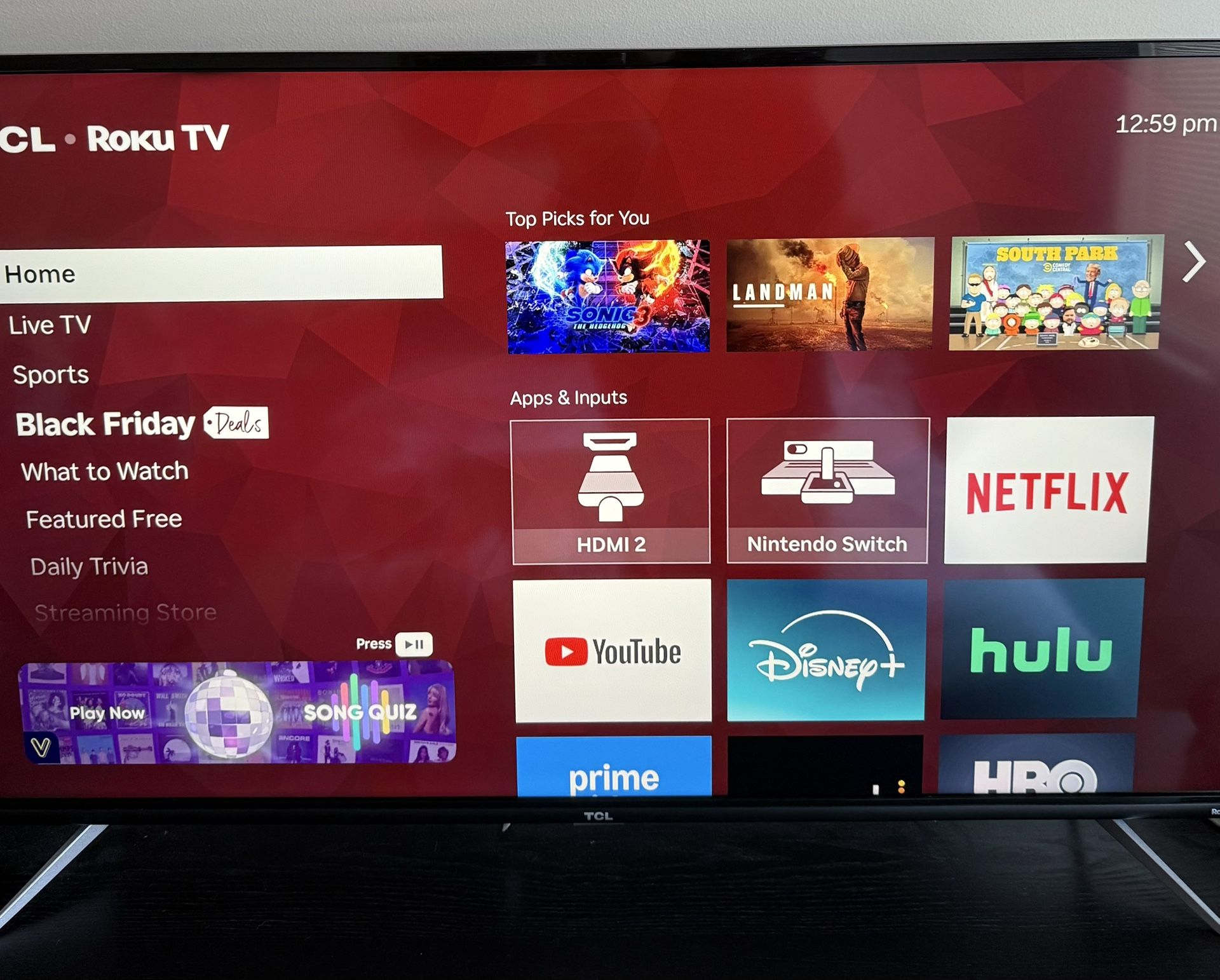 TCL 50” TV Model 5OS423 USED