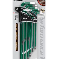 PT (W80200) 13-Piece Extra Long Arm Star Key Wrench Set - Green W/Chrome Finish