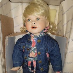 Hamilton Porcelain Doll Miss Priss by Inga Manders Decked out in Denim