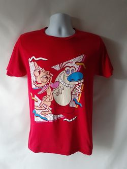 Nickelodeon Ren and Stimpy men's red short-sleeve graphic T-shirt size S
