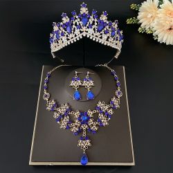 Elegant Crystal Necklace Earrings Headband  Crown Set Women Wedding Bridal Prom