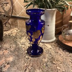 Navy Blue And Gold Vase