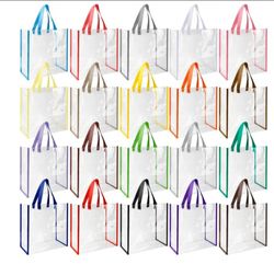 20 Pack Clear PVC Tote Bags Bulk 12 x 12 x 6 inch,Classic Color