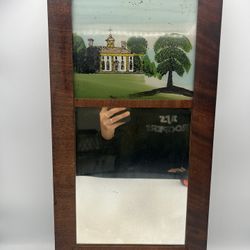 Antique Reverse Painted Scene and Wall Mirror