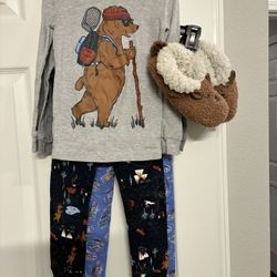 Boys Pajama Sets (2) with Bear House Shoes 